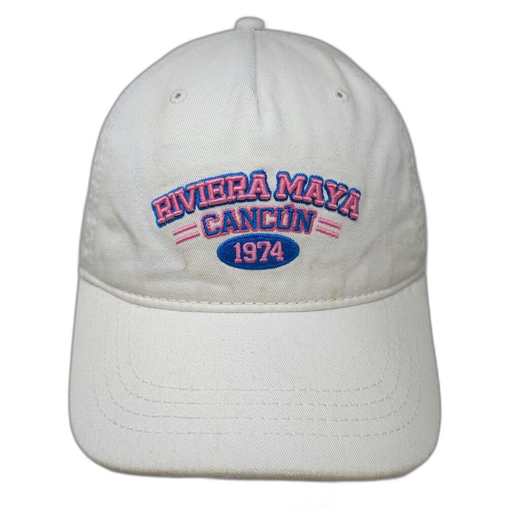 Pier 27 5 Panel Hat White One Size Riviera Maya Cancun 1974 Cotton Slideback